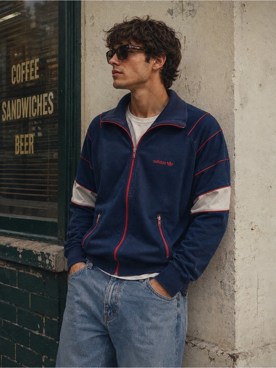 adidas Other - Vintage 80s Adidas Trefoil Track Jacket Navy Red White Colorblock